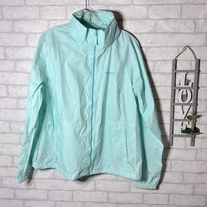 Columbia teal nylon packable jacket size XL